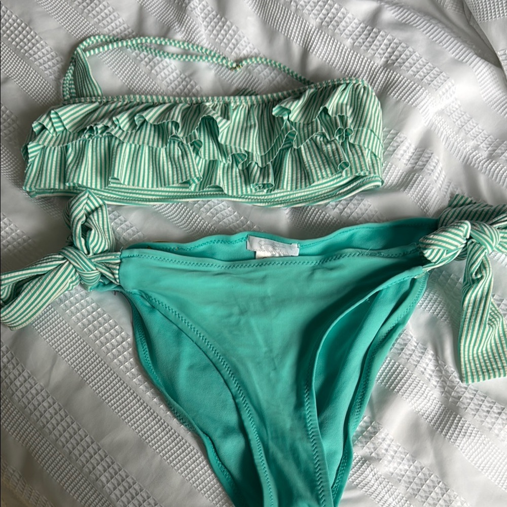 Teal & White bikini